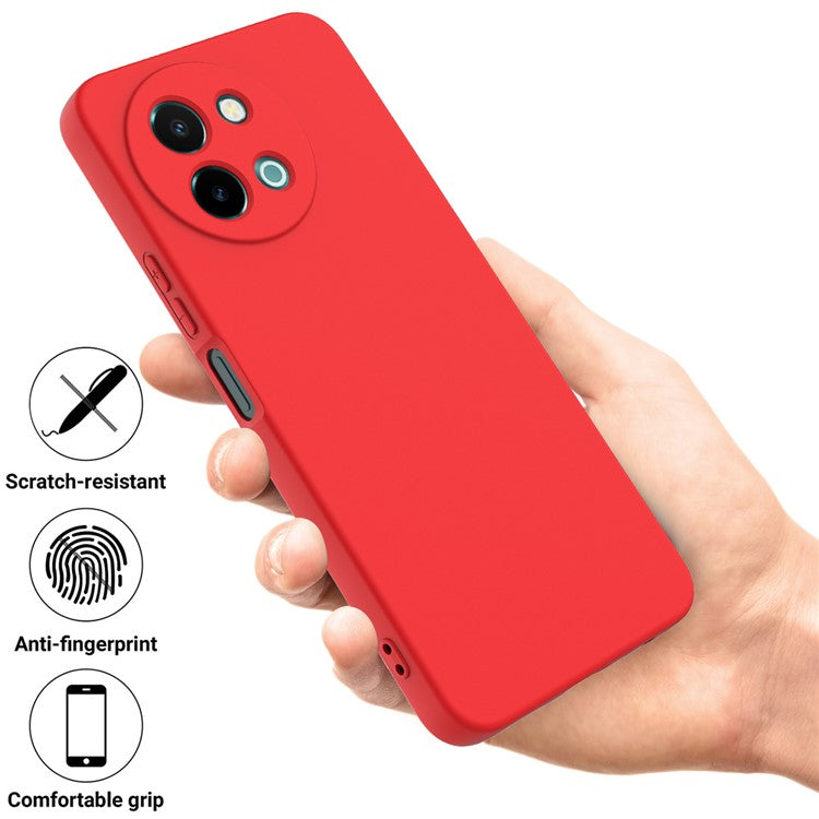 For vivo Y38 5G Case Liquid Silicone Protective Phone Cover with Strap - Red