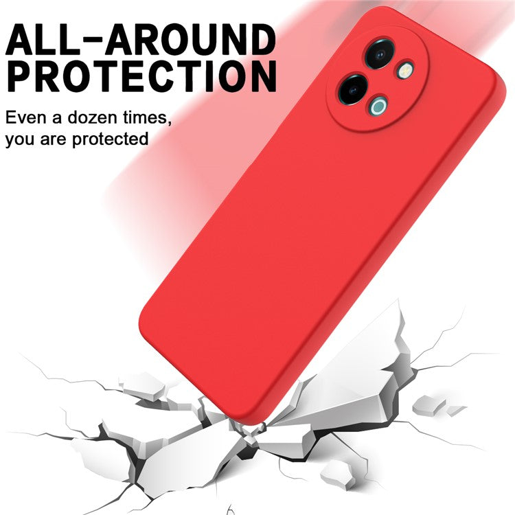 For vivo Y38 5G Case Liquid Silicone Protective Phone Cover with Strap - Red