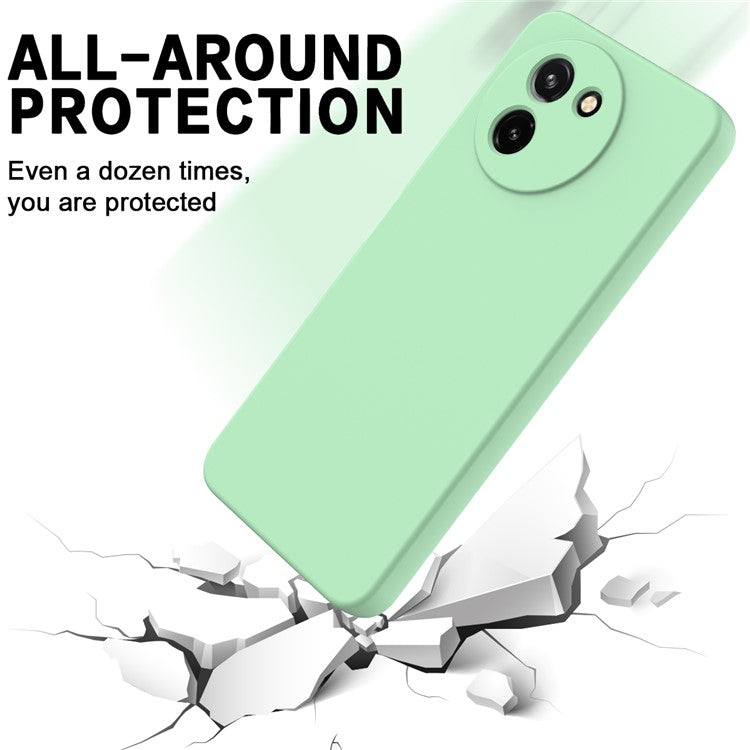 For vivo T3x / Y200i 5G Case Soft Liquid Silicone Anti-Drop Phone Cover with Strap - Green