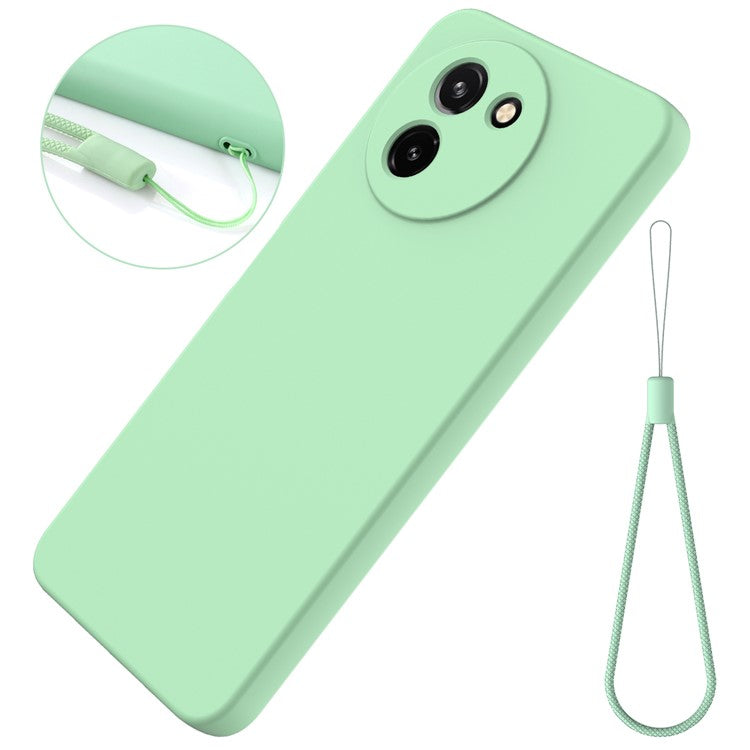 For vivo T3x / Y200i 5G Case Soft Liquid Silicone Anti-Drop Phone Cover with Strap - Green