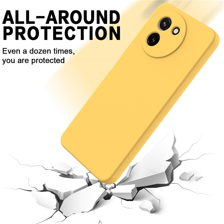 For vivo T3x / Y200i 5G Case Soft Liquid Silicone Anti-drop Phone Cover with Strap - Yellow