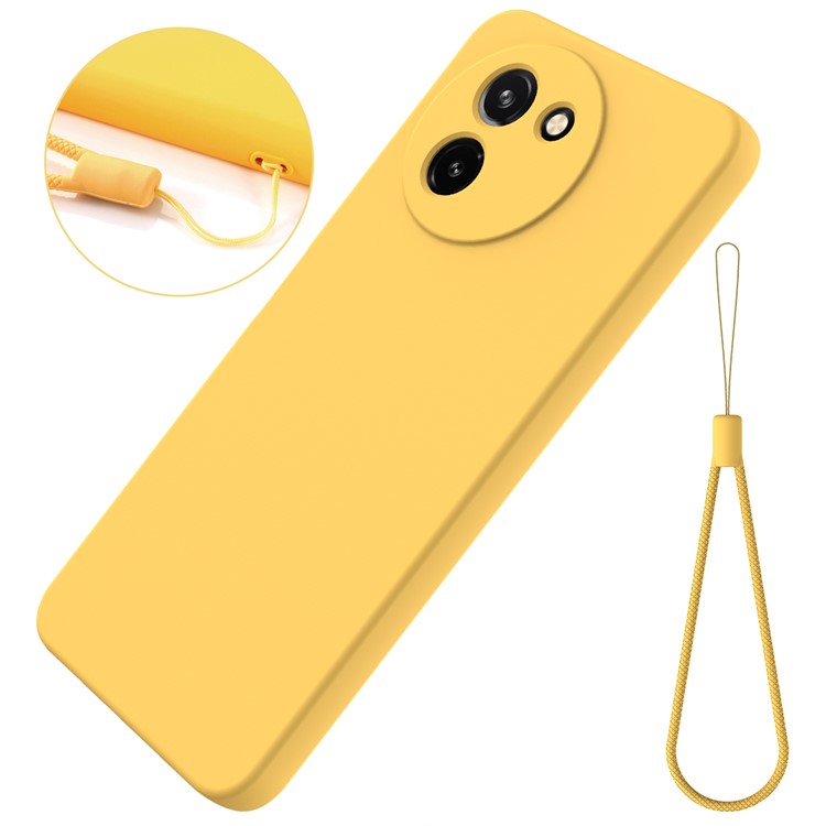 For vivo T3x / Y200i 5G Case Soft Liquid Silicone Anti-drop Phone Cover with Strap - Yellow