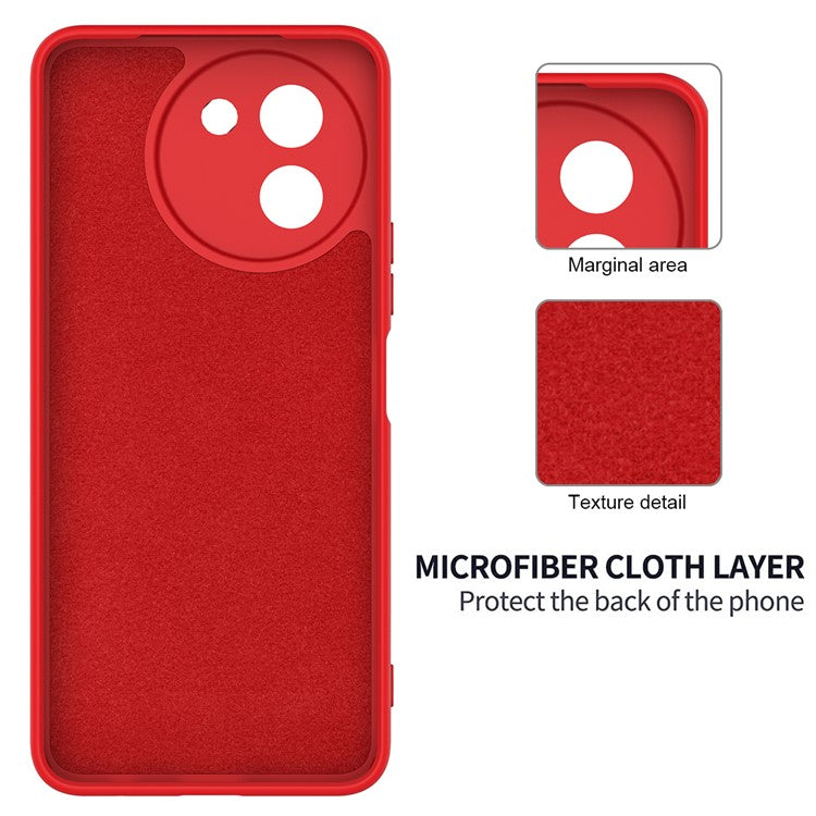 For vivo T3x / Y200i 5G Case Soft Liquid Silicone Anti-drop Phone Cover with Strap - Red