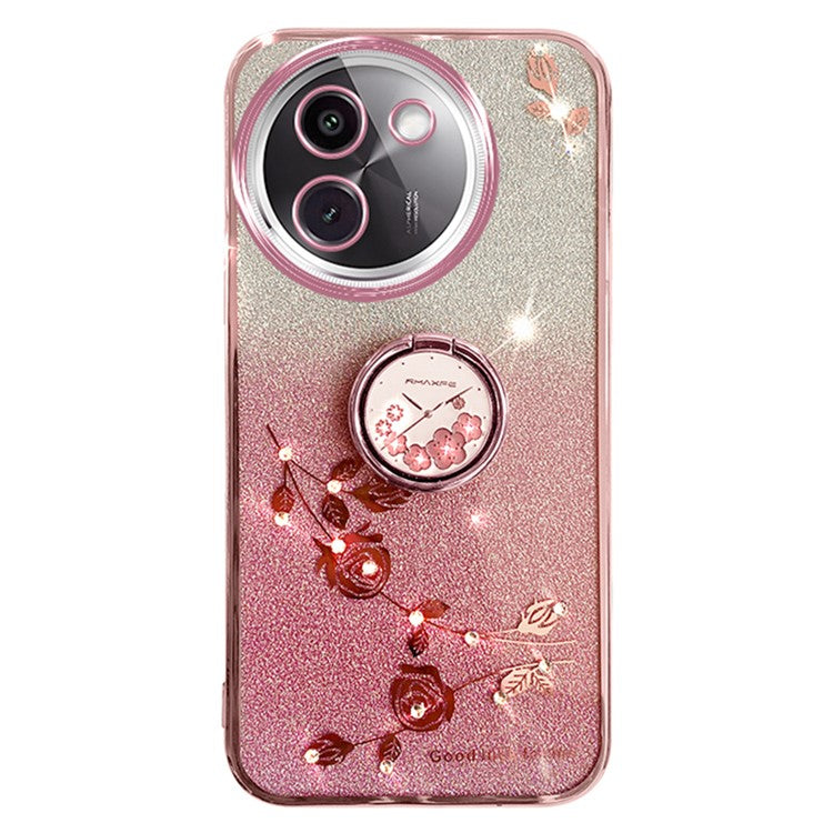 KADEM For vivo Y200i 5G Case Ring Holder TPU Phone Cover Sparkle Gradient Design - Rose Gold