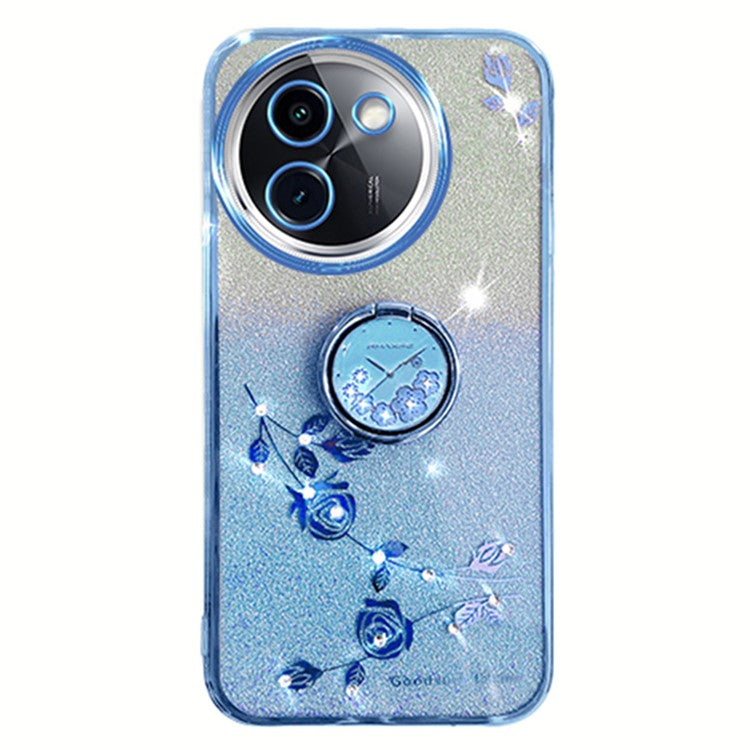 KADEM For vivo Y200i 5G Case Ring Holder TPU Phone Cover Sparkle Gradient Design - Blue