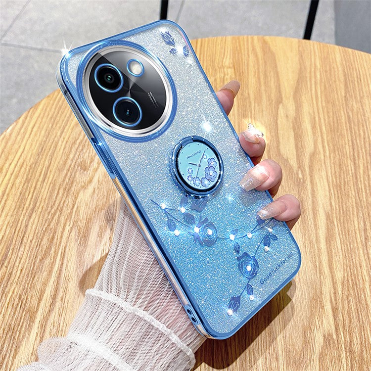 KADEM For vivo Y200i 5G Case Ring Holder TPU Phone Cover Sparkle Gradient Design - Blue