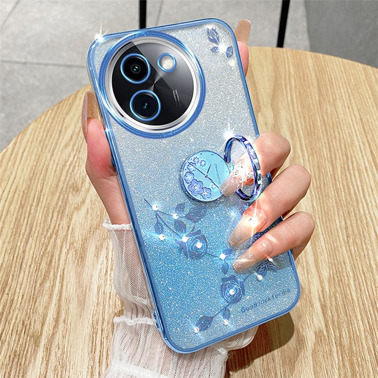 KADEM For vivo Y200i 5G Case Ring Holder TPU Phone Cover Sparkle Gradient Design - Blue