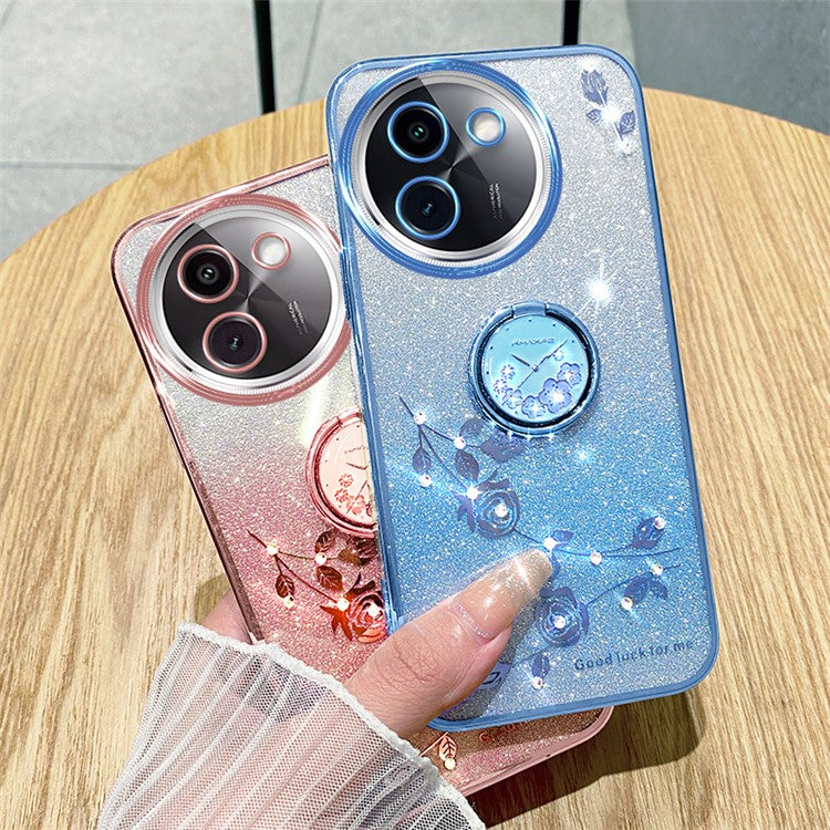 KADEM For vivo Y200i 5G Case Ring Holder TPU Phone Cover Sparkle Gradient Design - Blue