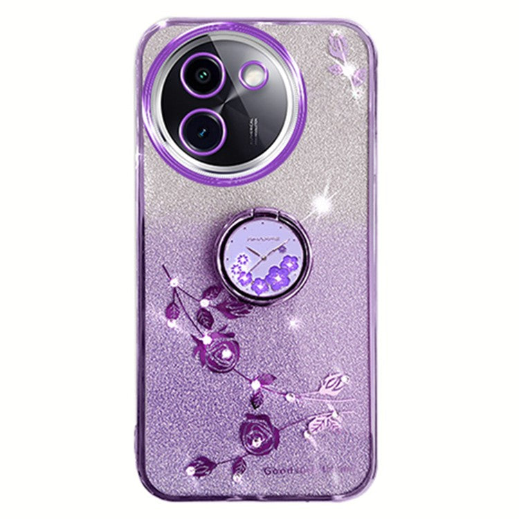 KADEM For vivo Y200i 5G Case Ring Holder TPU Phone Cover Sparkle Gradient Design - Purple