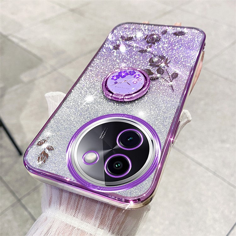 KADEM For vivo Y200i 5G Case Ring Holder TPU Phone Cover Sparkle Gradient Design - Purple