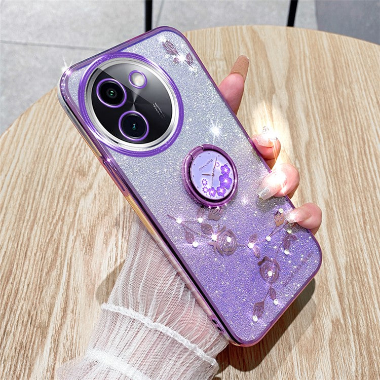 KADEM For vivo Y200i 5G Case Ring Holder TPU Phone Cover Sparkle Gradient Design - Purple