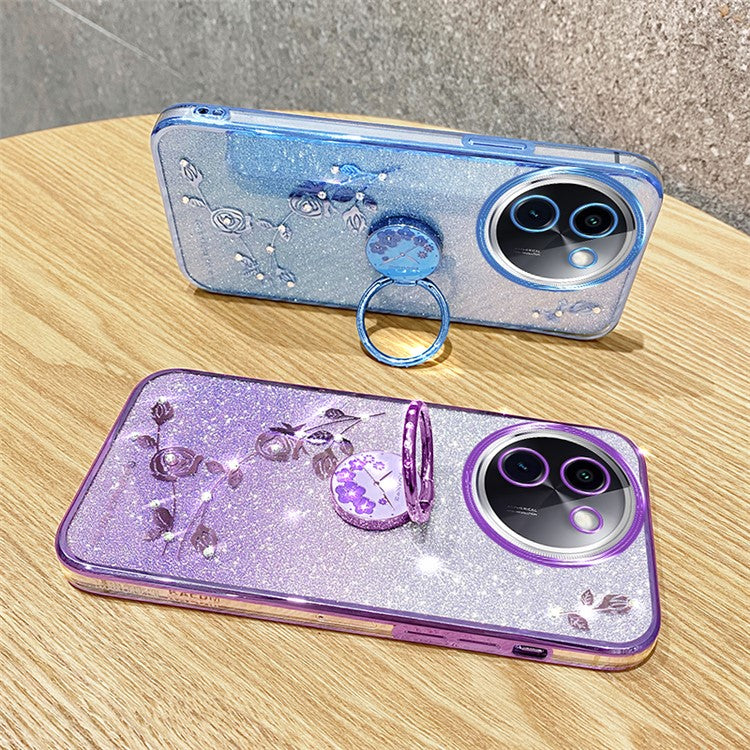 KADEM For vivo Y200i 5G Case Ring Holder TPU Phone Cover Sparkle Gradient Design - Purple