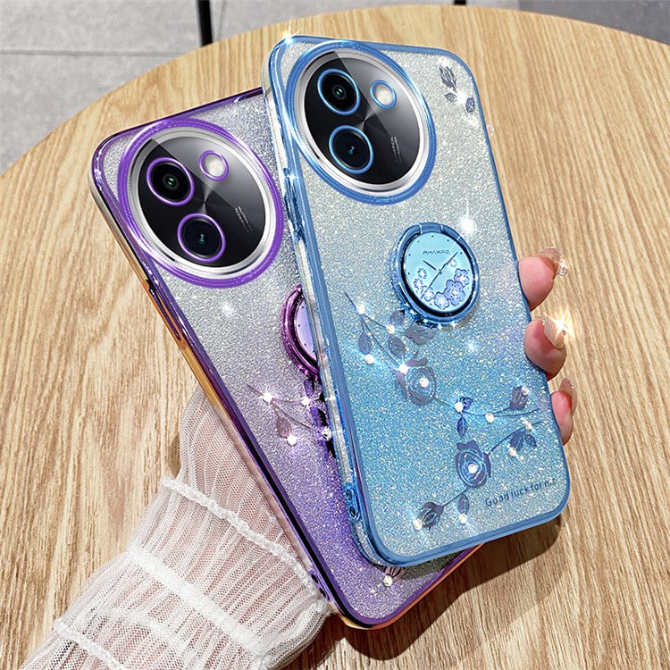 KADEM For vivo Y200i 5G Case Ring Holder TPU Phone Cover Sparkle Gradient Design - Purple