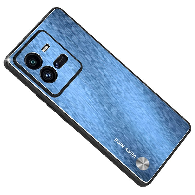 For vivo iQOO 10 Pro 5G Brushed Cell Phone Case TPU+Aluminium Alloy Back Anti-scratch Phone Shell Cover - Blue