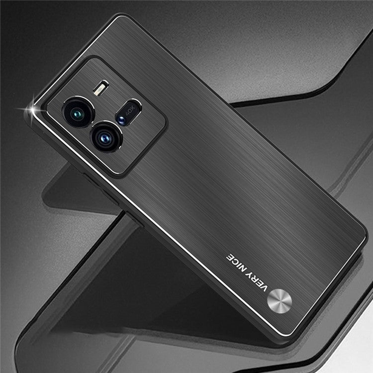 For vivo iQOO 10 Pro 5G Brushed Cell Phone Case TPU+Aluminium Alloy Back Anti-scratch Phone Shell Cover - Black