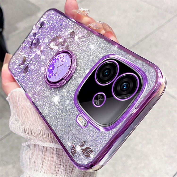 KADEM For vivo iQOO Z9 Turbo 5G Case Gradient Glitter TPU Kickstand Phone Cover - Purple