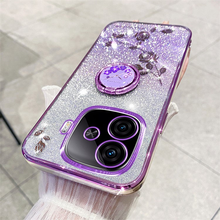 KADEM For vivo iQOO Z9 Turbo 5G Case Gradient Glitter TPU Kickstand Phone Cover - Purple