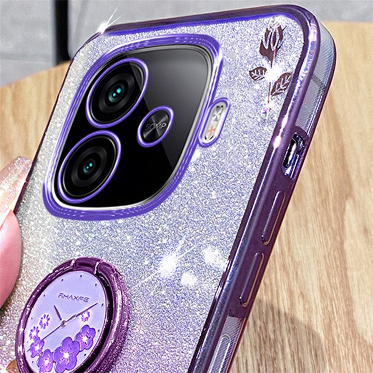 KADEM For vivo iQOO Z9 Turbo 5G Case Gradient Glitter TPU Kickstand Phone Cover - Purple