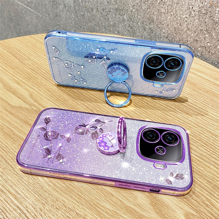 KADEM For vivo iQOO Z9 Turbo 5G Case Gradient Glitter TPU Kickstand Phone Cover - Purple