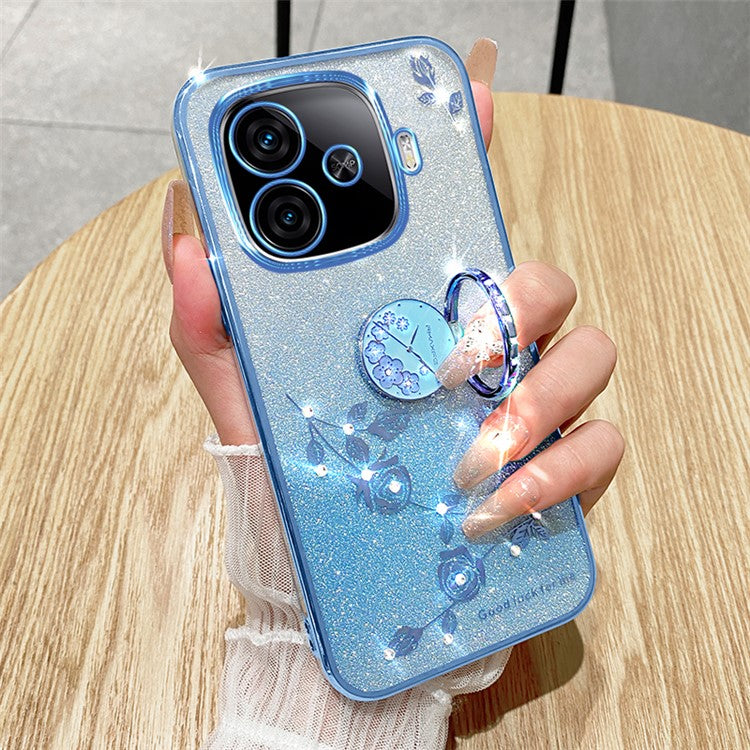 KADEM For vivo iQOO Z9 Turbo 5G Case Gradient Glitter TPU Kickstand Phone Cover - Blue