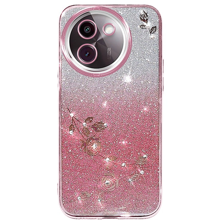 KADEM For vivo Y200i 5G TPU Case Glitter Rhinestone Protective Phone Cover - Rose Gold