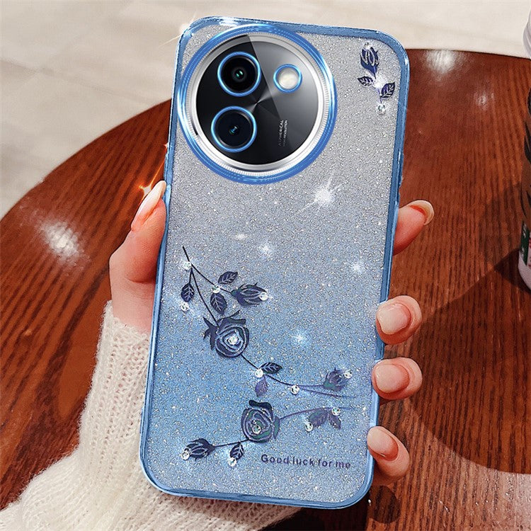 KADEM For vivo Y200i 5G TPU Case Glitter Rhinestone Protective Phone Cover - Blue