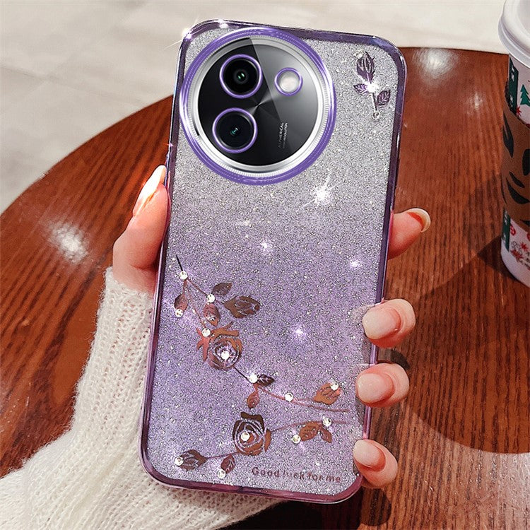 KADEM For vivo Y200i 5G TPU Case Glitter Rhinestone Protective Phone Cover - Purple