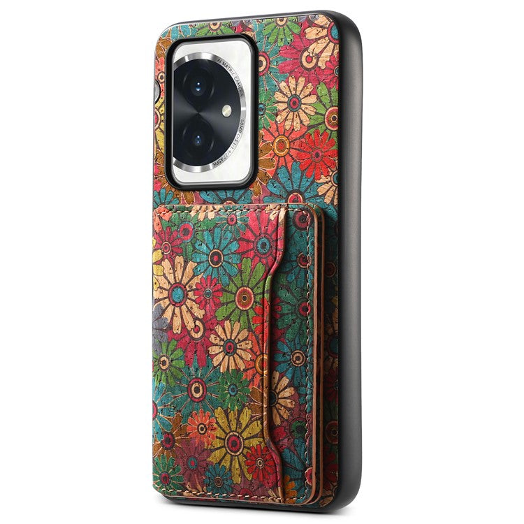 For Honor 100 5G Case Floral Pattern Card Slot Kickstand PU+TPU+PC Phone Shell - Spring / Green