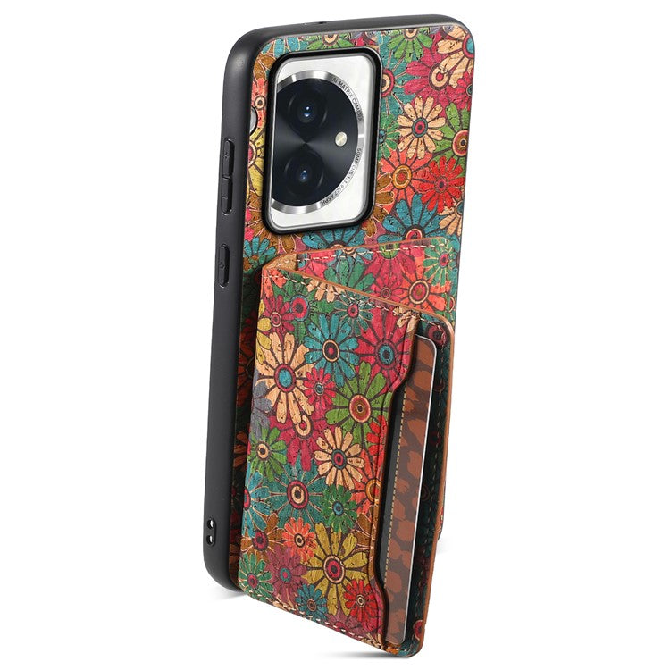 For Honor 100 5G Case Floral Pattern Card Slot Kickstand PU+TPU+PC Phone Shell - Spring / Green