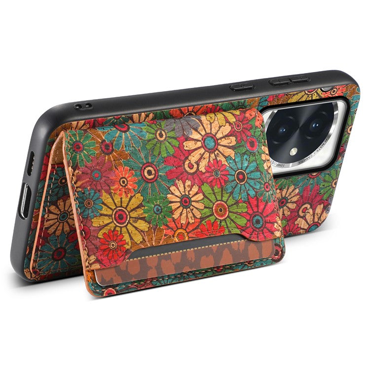 For Honor 100 5G Case Floral Pattern Card Slot Kickstand PU+TPU+PC Phone Shell - Spring / Green