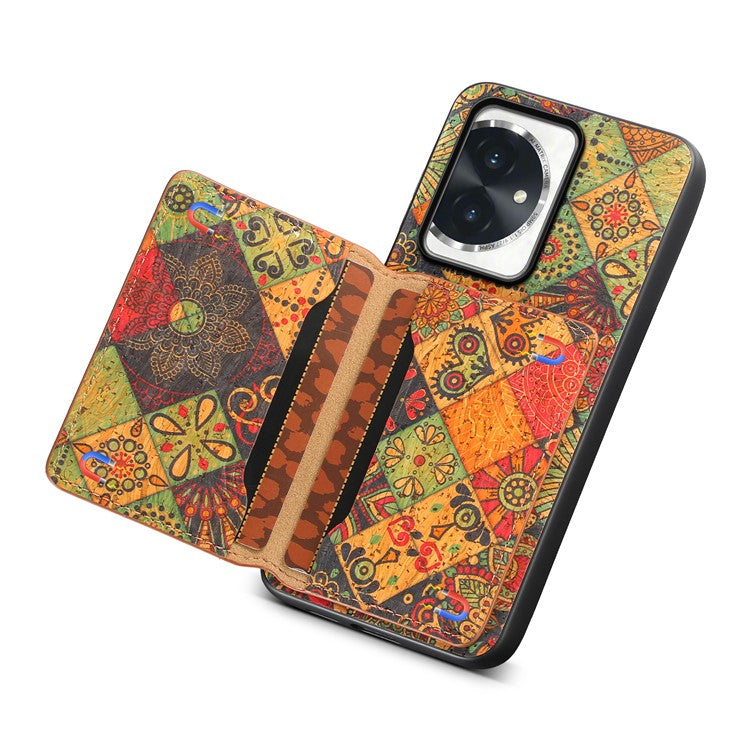 For Honor 100 5G Case Floral Pattern Card Slot Kickstand PU+TPU+PC Phone Shell - Autumn / Yellow