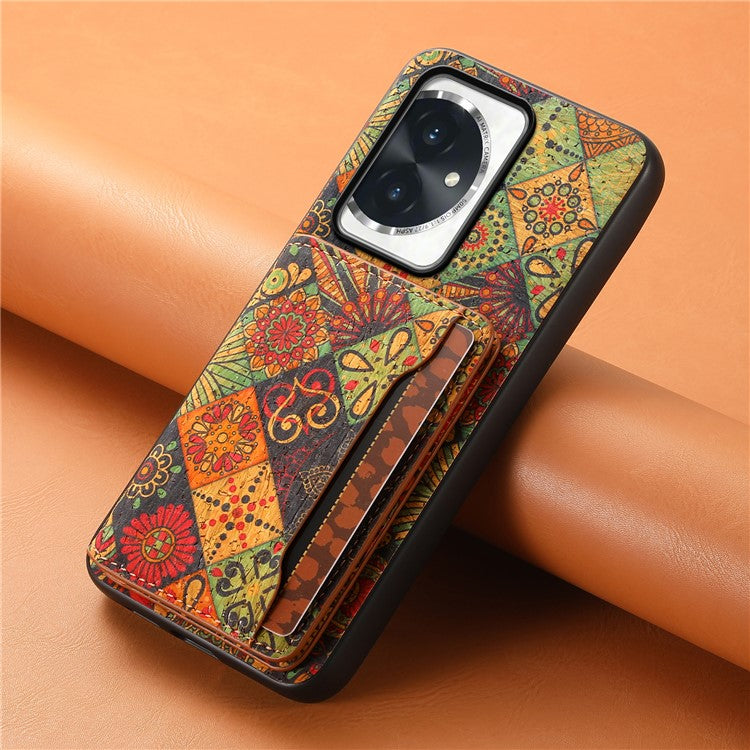 For Honor 100 5G Case Floral Pattern Card Slot Kickstand PU+TPU+PC Phone Shell - Autumn / Yellow