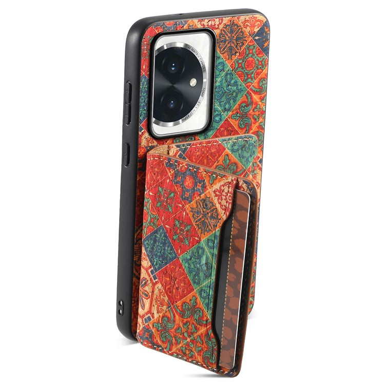 For Honor 100 5G Case Floral Pattern Card Slot Kickstand PU+TPU+PC Phone Shell - Winter / Blue