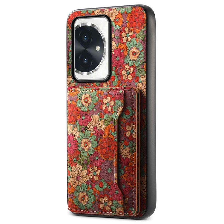 For Honor 100 5G Case Floral Pattern Card Slot Kickstand PU+TPU+PC Phone Shell - Summer / Red