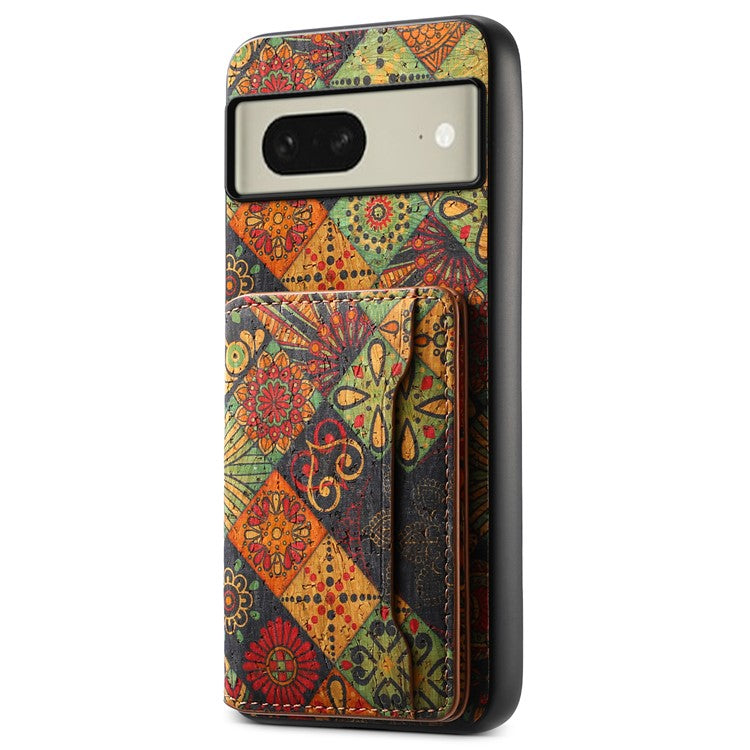 For Google Pixel 8 Case Floral Pattern Card Slot PU+TPU+PC Kickstand Phone Case - Autumn / Yellow