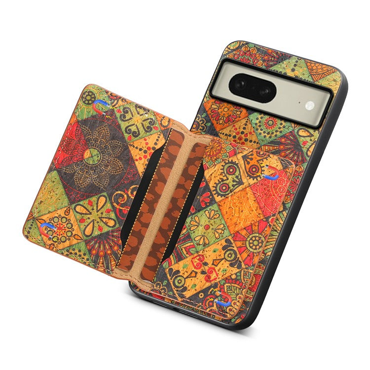 For Google Pixel 8 Case Floral Pattern Card Slot PU+TPU+PC Kickstand Phone Case - Autumn / Yellow