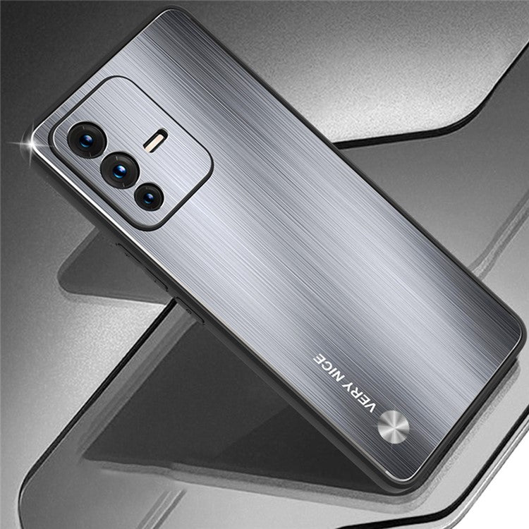 Brushed Surface Phone Case for vivo S12, Anti-scratch Precise Cutout TPU Edge Aluminium Alloy Back Cover - Silver