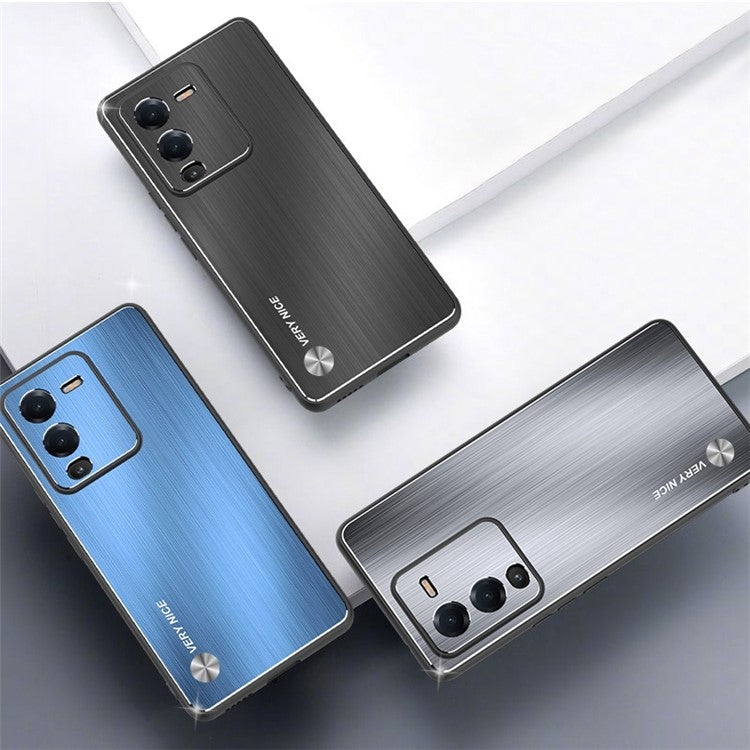 For vivo S15 5G Anti-drop Phone Case TPU + Aluminium Alloy Hybrid Phone Cover with Brushed Surface - Silver