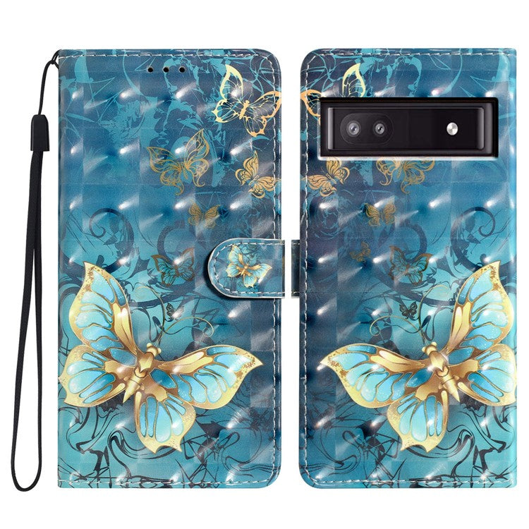 For Google Pixel 8a Case Card Slots Pattern Printing PU Leather Phone Cover - Butterfly