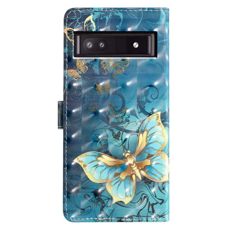 For Google Pixel 8a Case Card Slots Pattern Printing PU Leather Phone Cover - Butterfly