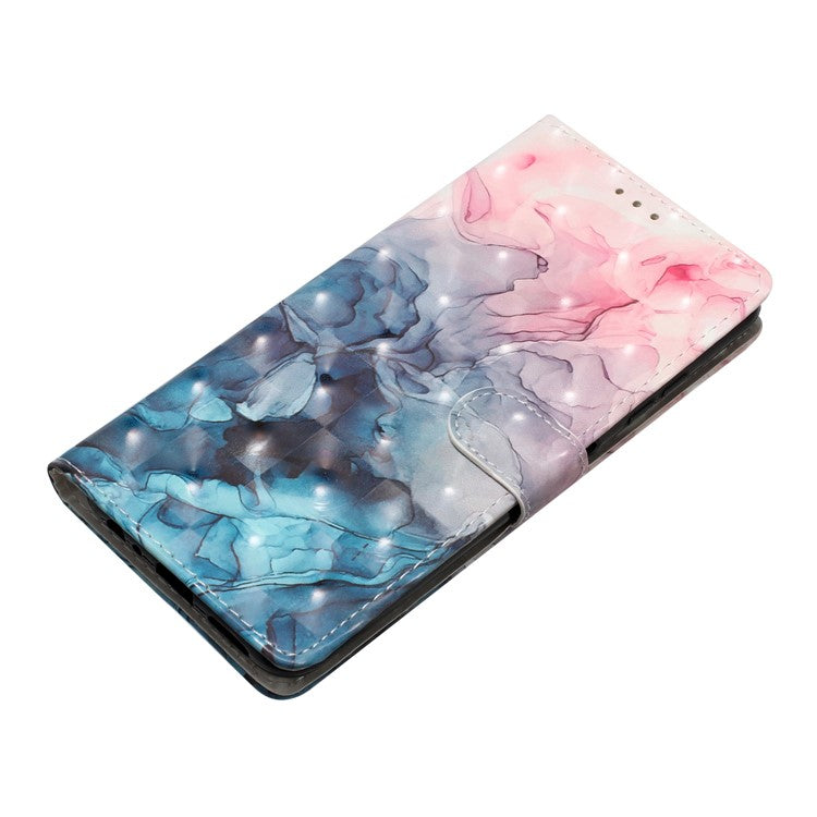 For Google Pixel 8a Case Card Slots Pattern Printing PU Leather Phone Cover - Pink Blue Marble