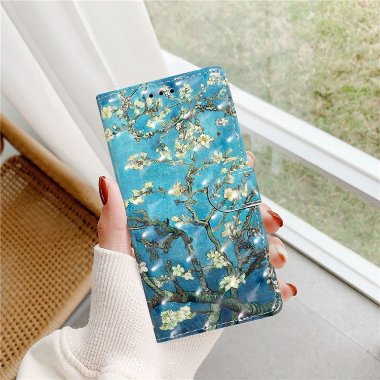 For Google Pixel 8a Case Card Slots Pattern Printing PU Leather Phone Cover - Apricot Blossom