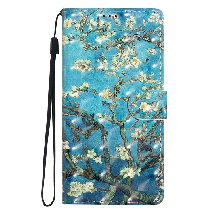 For Google Pixel 8a Case Card Slots Pattern Printing PU Leather Phone Cover - Apricot Blossom