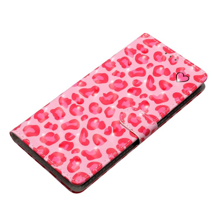 For Google Pixel 8a Case Card Slots Pattern Printing PU Leather Phone Cover - Pink Leopard Print