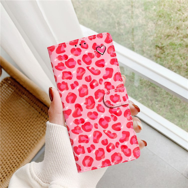 For Google Pixel 8a Case Card Slots Pattern Printing PU Leather Phone Cover - Pink Leopard Print