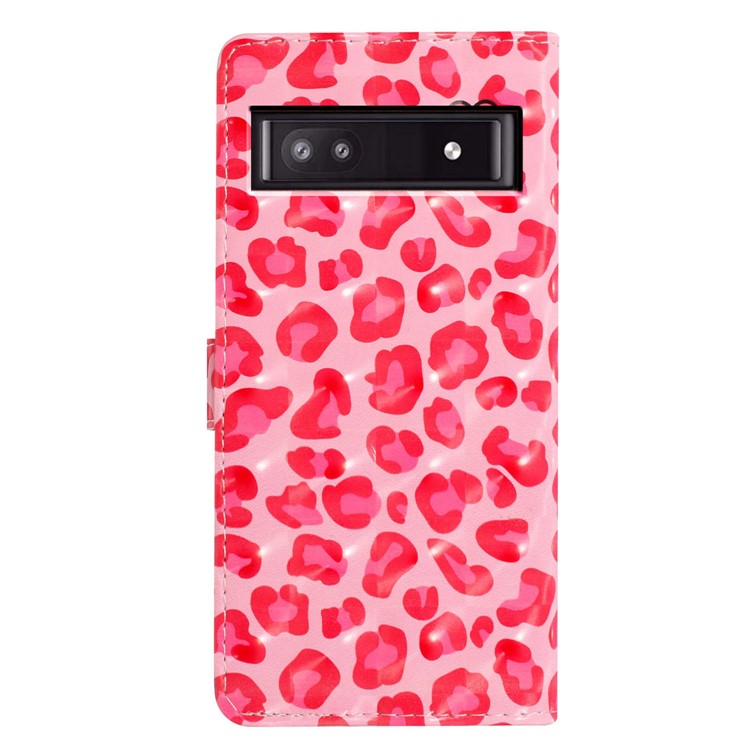 For Google Pixel 8a Case Card Slots Pattern Printing PU Leather Phone Cover - Pink Leopard Print