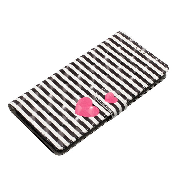 For Google Pixel 8a Case Card Slots Pattern Printing PU Leather Phone Cover - Stripes / Heart