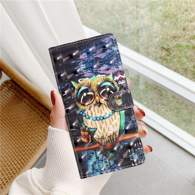 For Google Pixel 8a Case Card Slots Pattern Printing PU Leather Phone Cover - Owl