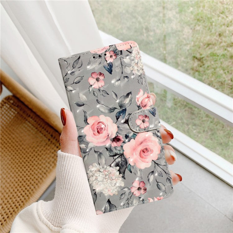 For Google Pixel 8a Case Card Slots Pattern Printing PU Leather Phone Cover - Flowers