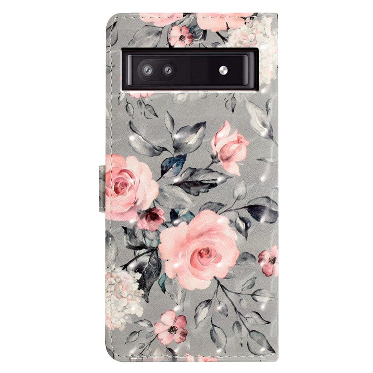 For Google Pixel 8a Case Card Slots Pattern Printing PU Leather Phone Cover - Flowers